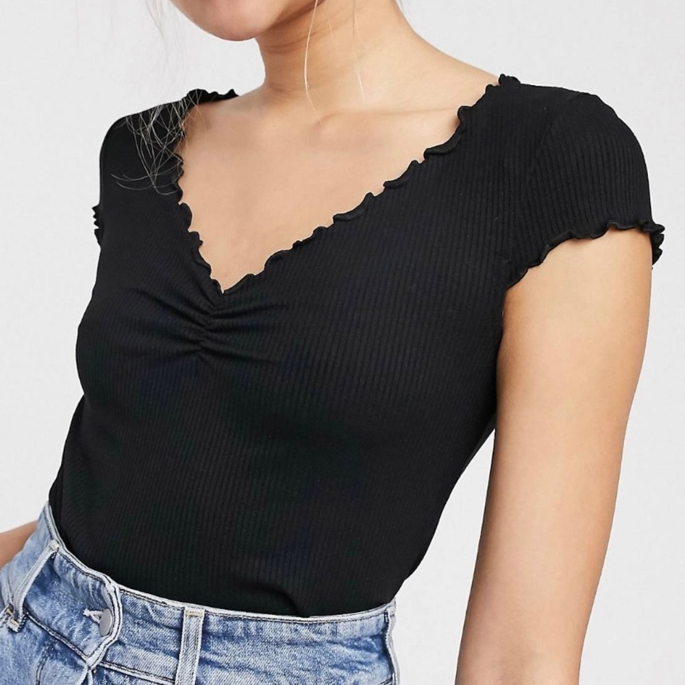& Other Stories Ribbed V-Neck Shirt